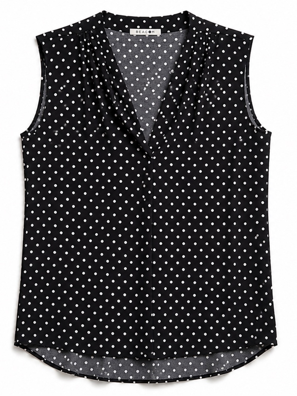 Beacon Black and White Polka Dot Sleeveless V-Neck Camisole